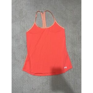 Under Armour HeatGear Racerback Tank Top Neon Coral Orange Small